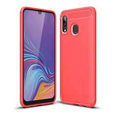Silicone Candy Rubber TPU Line Soft Case Cover WL1 for Samsung Galaxy A30 Red