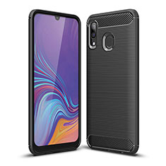Silicone Candy Rubber TPU Line Soft Case Cover WL1 for Samsung Galaxy A40 Black