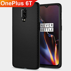 Silicone Candy Rubber TPU Twill Soft Case B02 for OnePlus 6T Black