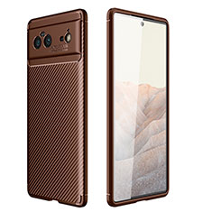 Silicone Candy Rubber TPU Twill Soft Case Cover for Google Pixel 6 5G Brown