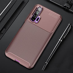 Silicone Candy Rubber TPU Twill Soft Case Cover for Huawei Honor 20 Pro Brown