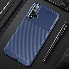 Silicone Candy Rubber TPU Twill Soft Case Cover for Huawei Honor 20S Blue