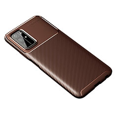 Silicone Candy Rubber TPU Twill Soft Case Cover for Huawei Honor 30S Brown