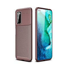Silicone Candy Rubber TPU Twill Soft Case Cover for Huawei Honor View 30 5G Brown