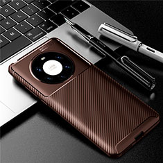 Silicone Candy Rubber TPU Twill Soft Case Cover for Huawei Mate 40 Pro+ Plus Brown