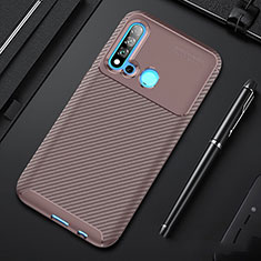 Silicone Candy Rubber TPU Twill Soft Case Cover for Huawei Nova 5i Brown