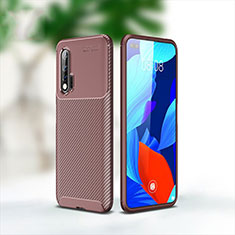 Silicone Candy Rubber TPU Twill Soft Case Cover for Huawei Nova 6 5G Brown