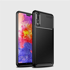Silicone Candy Rubber TPU Twill Soft Case Cover for Huawei P20 Black