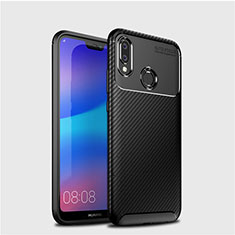 Silicone Candy Rubber TPU Twill Soft Case Cover for Huawei P20 Lite Black