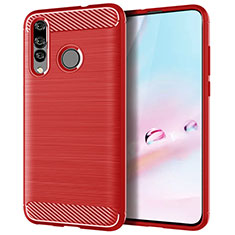 Silicone Candy Rubber TPU Twill Soft Case Cover for Huawei P30 Lite New Edition Red
