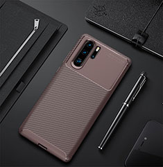 Silicone Candy Rubber TPU Twill Soft Case Cover for Huawei P30 Pro Brown