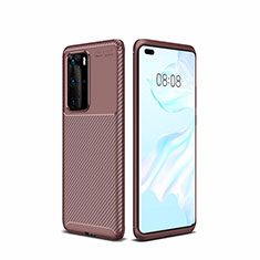 Silicone Candy Rubber TPU Twill Soft Case Cover for Huawei P40 Pro Brown