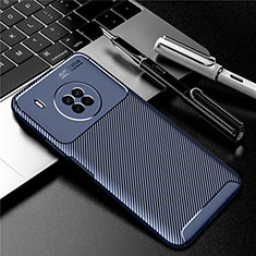 Silicone Candy Rubber TPU Twill Soft Case Cover for Huawei Y9a Blue