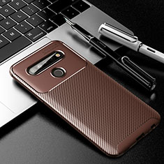 Silicone Candy Rubber TPU Twill Soft Case Cover for LG K61 Brown