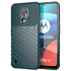 Silicone Candy Rubber TPU Twill Soft Case Cover for Motorola Moto E7 (2020) Midnight Green
