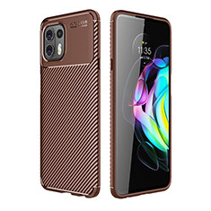 Silicone Candy Rubber TPU Twill Soft Case Cover for Motorola Moto Edge 20 Lite 5G Brown