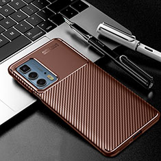 Silicone Candy Rubber TPU Twill Soft Case Cover for Motorola Moto Edge 20 Pro 5G Brown