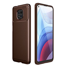 Silicone Candy Rubber TPU Twill Soft Case Cover for Motorola Moto G Power (2021) Brown