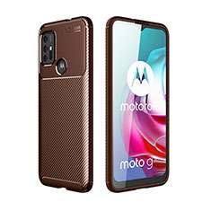 Silicone Candy Rubber TPU Twill Soft Case Cover for Motorola Moto G10 Brown