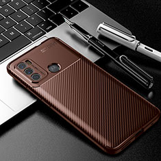 Silicone Candy Rubber TPU Twill Soft Case Cover for Motorola Moto G40 Fusion Brown