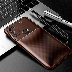 Silicone Candy Rubber TPU Twill Soft Case Cover for Motorola Moto G50 Brown