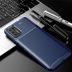 Silicone Candy Rubber TPU Twill Soft Case Cover for Motorola Moto G9 Plus Blue