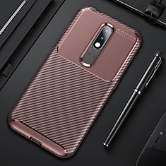Silicone Candy Rubber TPU Twill Soft Case Cover for Nokia 4.2 Brown
