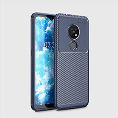 Silicone Candy Rubber TPU Twill Soft Case Cover for Nokia 7.2 Blue