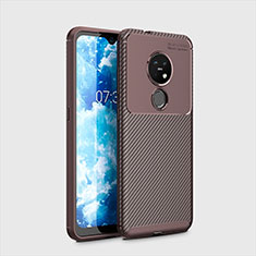 Silicone Candy Rubber TPU Twill Soft Case Cover for Nokia 7.2 Brown