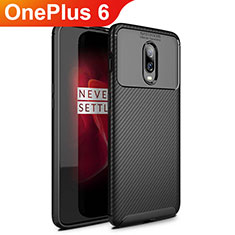 Silicone Candy Rubber TPU Twill Soft Case Cover for OnePlus 6 Black