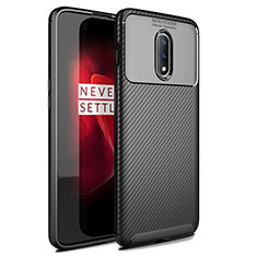 Silicone Candy Rubber TPU Twill Soft Case Cover for OnePlus 7 Black