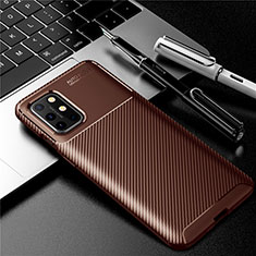Silicone Candy Rubber TPU Twill Soft Case Cover for OnePlus 8T 5G Brown