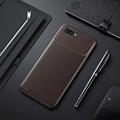 Silicone Candy Rubber TPU Twill Soft Case Cover for Oppo A12e Brown