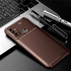 Silicone Candy Rubber TPU Twill Soft Case Cover for Oppo A32 Brown
