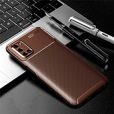 Silicone Candy Rubber TPU Twill Soft Case Cover for Oppo A52 Brown