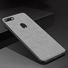 Silicone Candy Rubber TPU Twill Soft Case Cover for Oppo A7 Gray