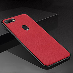 Silicone Candy Rubber TPU Twill Soft Case Cover for Oppo A7 Red