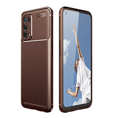 Silicone Candy Rubber TPU Twill Soft Case Cover for Oppo A74 5G Brown