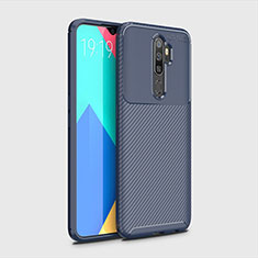 Silicone Candy Rubber TPU Twill Soft Case Cover for Oppo A9 (2020) Blue