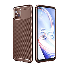 Silicone Candy Rubber TPU Twill Soft Case Cover for Oppo A92s 5G Brown