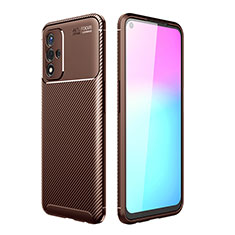 Silicone Candy Rubber TPU Twill Soft Case Cover for Oppo A93s 5G Brown