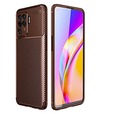 Silicone Candy Rubber TPU Twill Soft Case Cover for Oppo A94 4G Brown