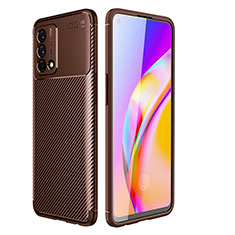 Silicone Candy Rubber TPU Twill Soft Case Cover for Oppo A95 4G Brown