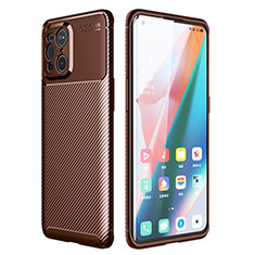 Silicone Candy Rubber TPU Twill Soft Case Cover for Oppo Find X3 5G Brown