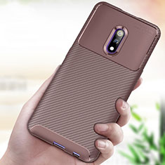 Silicone Candy Rubber TPU Twill Soft Case Cover for Oppo K3 Brown