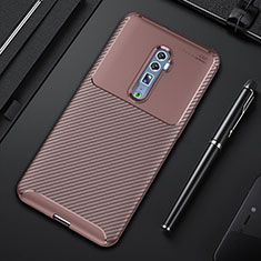 Silicone Candy Rubber TPU Twill Soft Case Cover for Oppo Reno 10X Zoom Brown