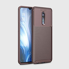 Silicone Candy Rubber TPU Twill Soft Case Cover for Oppo Reno Z Brown