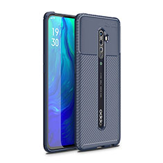Silicone Candy Rubber TPU Twill Soft Case Cover for Oppo Reno2 Blue