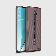 Silicone Candy Rubber TPU Twill Soft Case Cover for Oppo Reno2 Z Brown