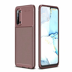 Silicone Candy Rubber TPU Twill Soft Case Cover for Oppo Reno3 Brown